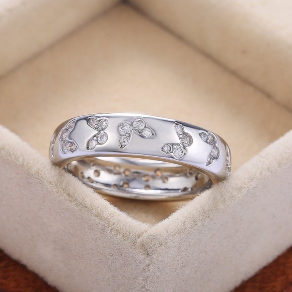 Sparkling Silver White Topaz Butterfly Ring - Picture 3 of 6